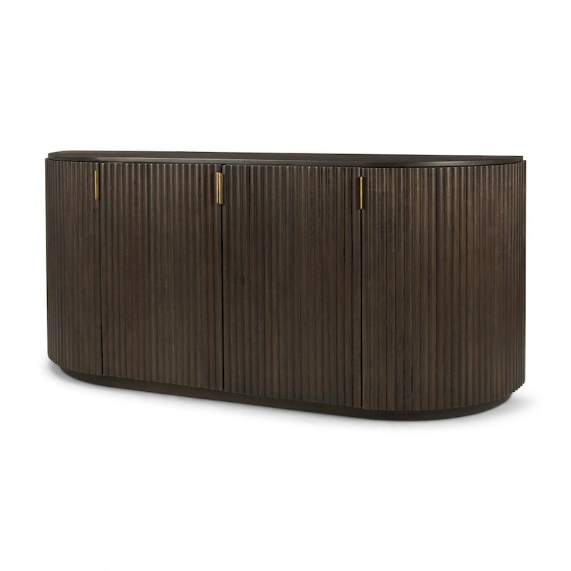 Terra Dark Brown Solid Wood Fluted Sideboard - 72.0L x 18.5W x 32.0H
