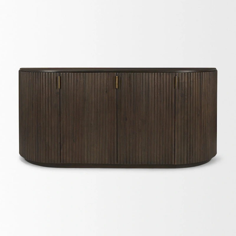 Dark Brown Solid Wood Fluted Sideboard - 72W x 18.5D x 32H