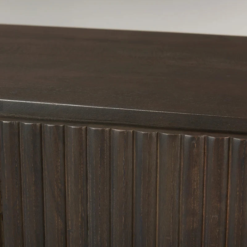 Dark Brown Solid Wood Fluted Sideboard - 72W x 18.5D x 32H