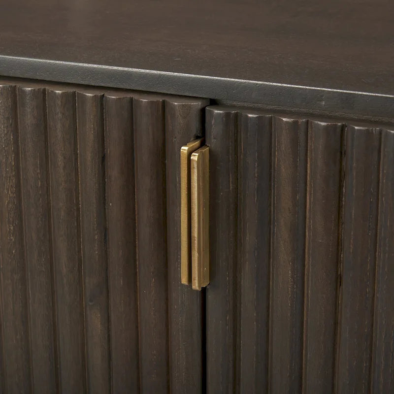 Dark Brown Solid Wood Fluted Sideboard - 72W x 18.5D x 32H
