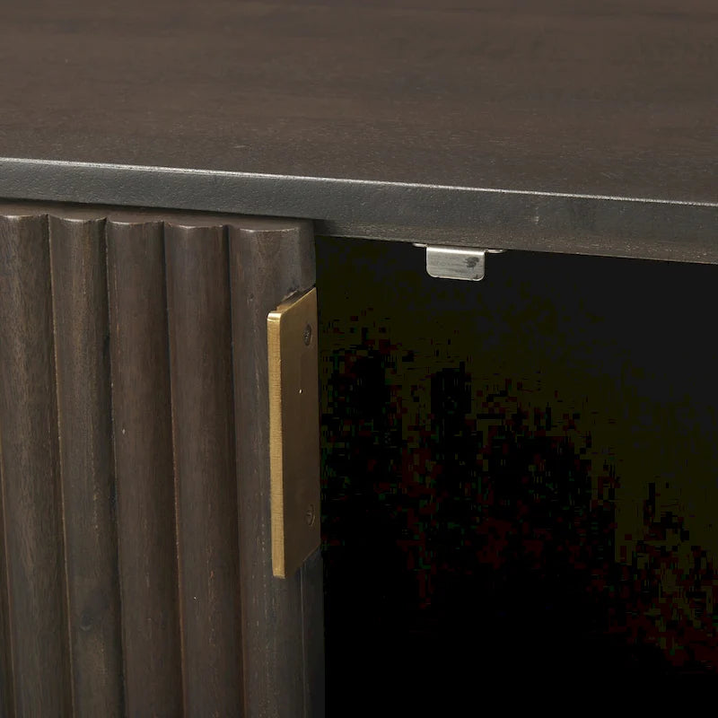 Dark Brown Solid Wood Fluted Sideboard - 72W x 18.5D x 32H