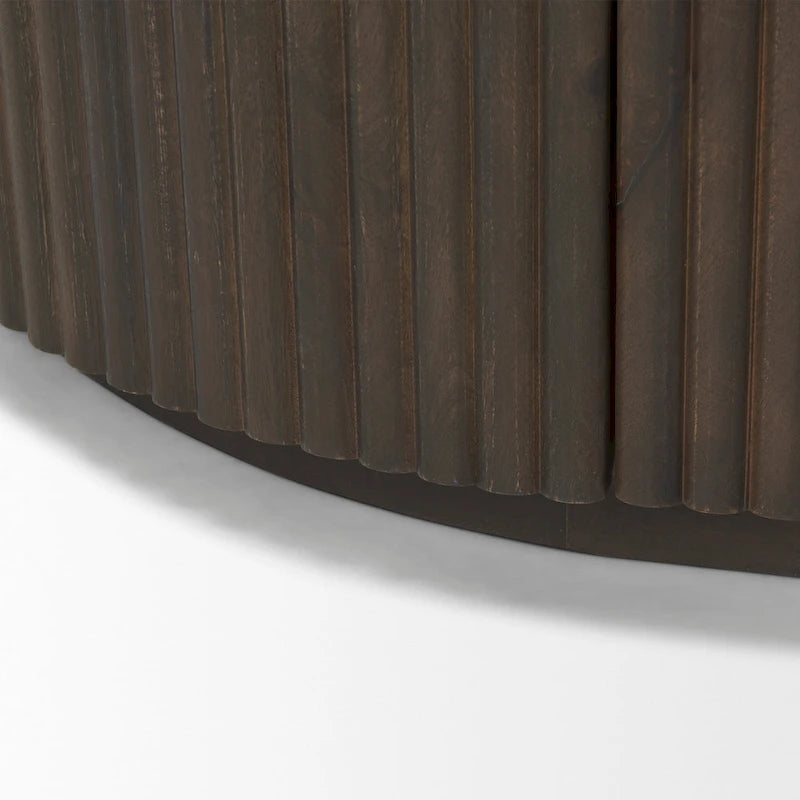 Dark Brown Solid Wood Fluted Sideboard - 72W x 18.5D x 32H