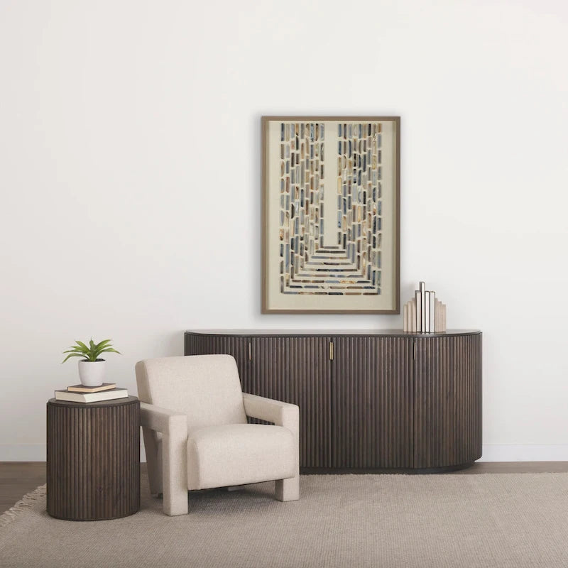 Dark Brown Solid Wood Fluted Sideboard - 72W x 18.5D x 32H