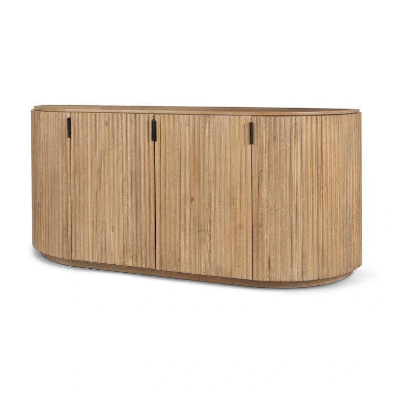 Dark Brown Solid Wood Fluted Sideboard - 72W x 18.5D x 32H
