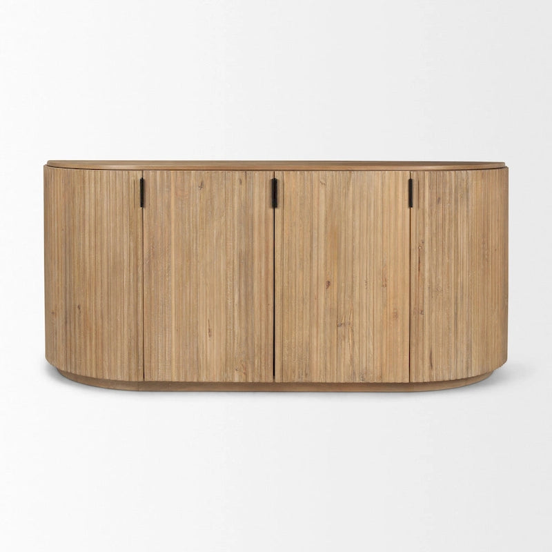 Dark Brown Solid Wood Fluted Sideboard - 72W x 18.5D x 32H