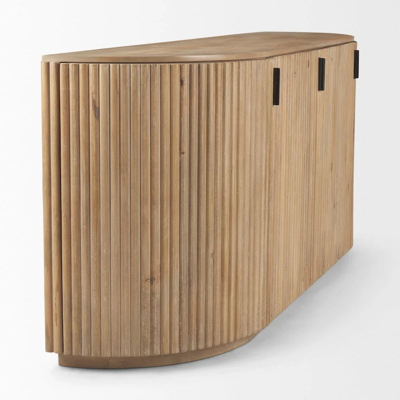 Dark Brown Solid Wood Fluted Sideboard - 72W x 18.5D x 32H