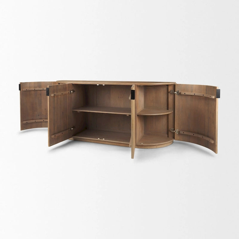 Dark Brown Solid Wood Fluted Sideboard - 72W x 18.5D x 32H