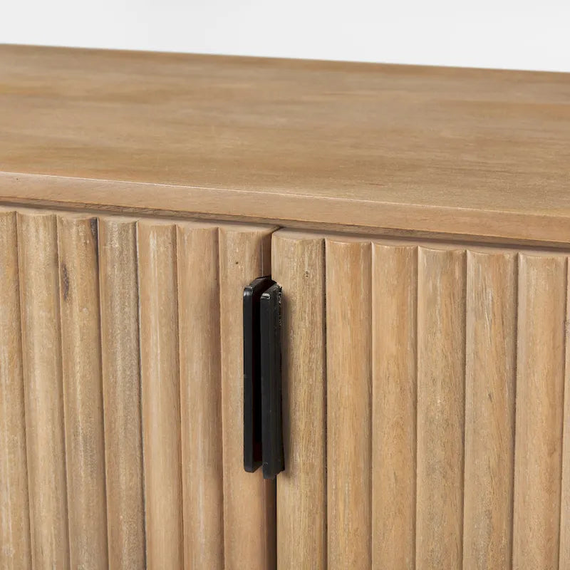 Dark Brown Solid Wood Fluted Sideboard - 72W x 18.5D x 32H