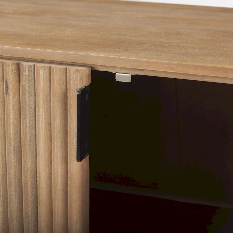 Dark Brown Solid Wood Fluted Sideboard - 72W x 18.5D x 32H
