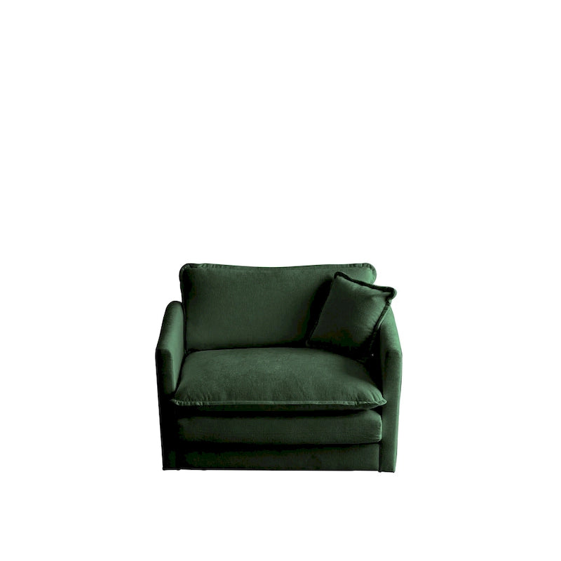 Deep Seat Chenille Accent Chair with Toss Pillow