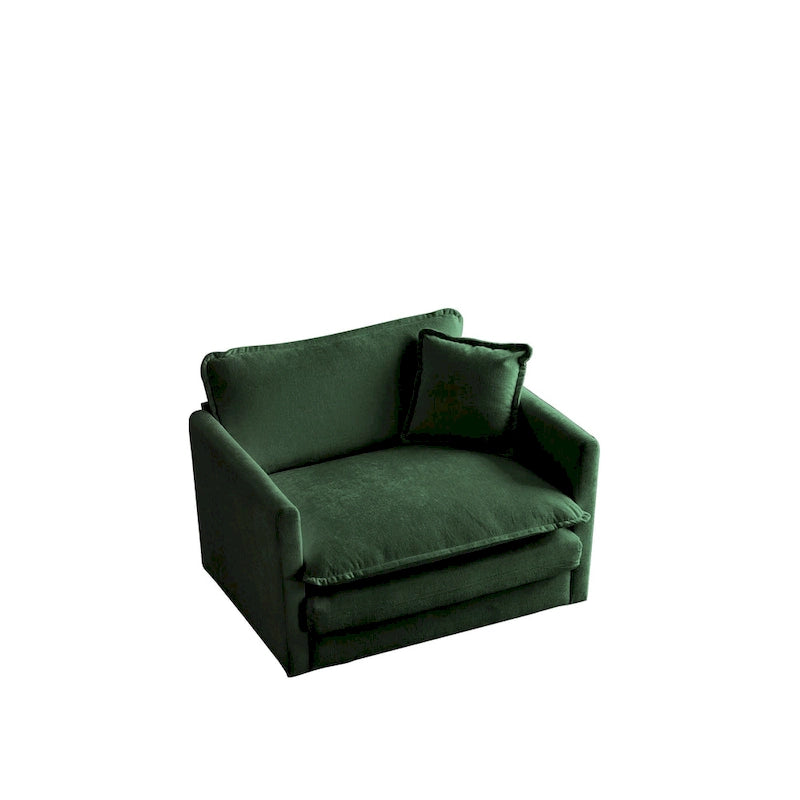Deep Seat Chenille Accent Chair with Toss Pillow