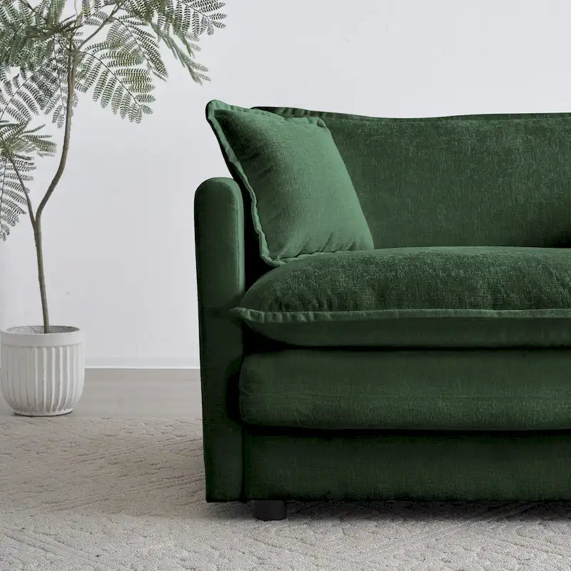 Deep Seat Chenille Accent Chair with Toss Pillow