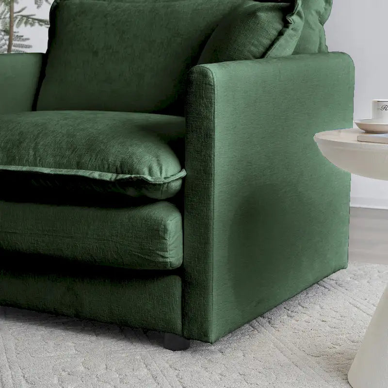 Deep Seat Chenille Accent Chair with Toss Pillow