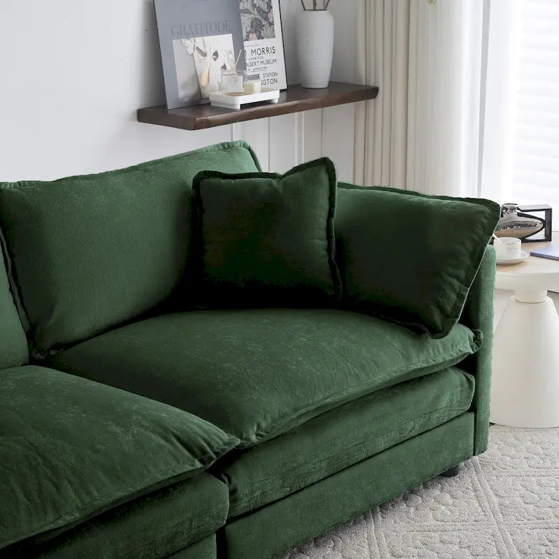 Deep Seat Chenille Accent Chair with Toss Pillow