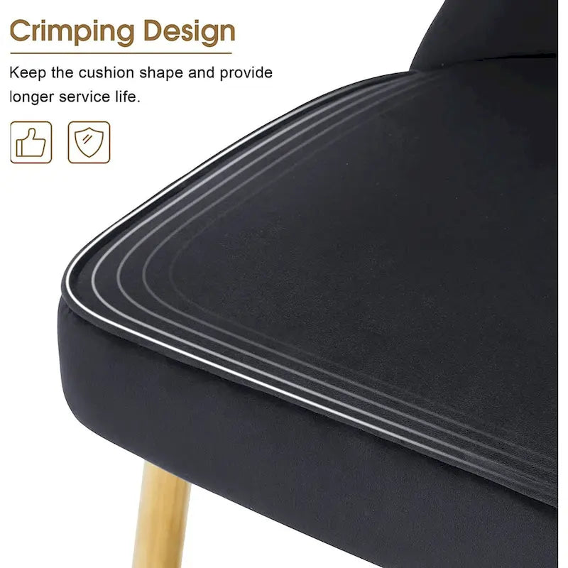 Chaises de salle à manger à dossier haut avec boutons capitonnés en velours et pieds en métal doré (lot de 2)