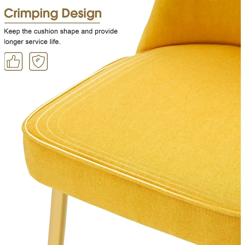 Chaises de salle à manger à dossier haut avec boutons capitonnés en velours et pieds en métal doré (lot de 2)