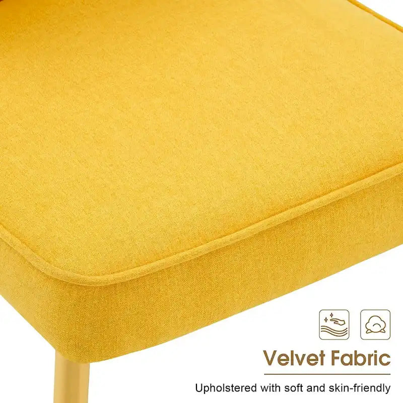 Chaises de salle à manger à dossier haut avec boutons capitonnés en velours et pieds en métal doré (lot de 2)