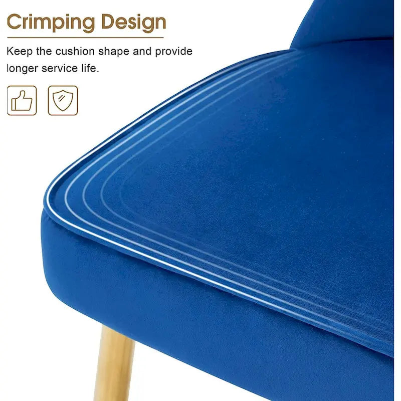 Chaises de salle à manger à dossier haut avec boutons capitonnés en velours et pieds en métal doré (lot de 2)