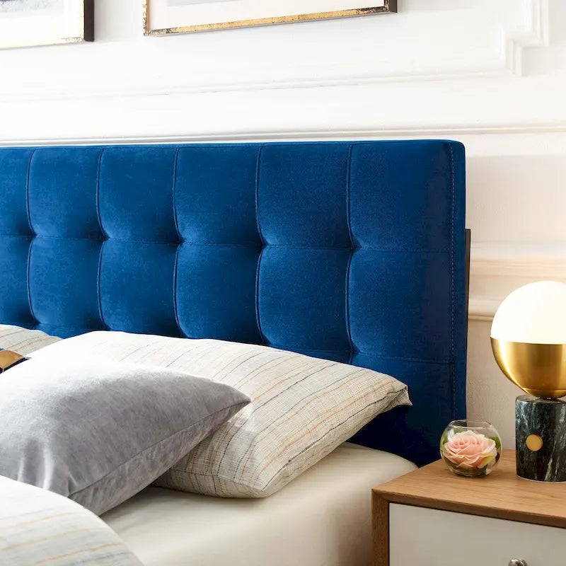Full-Size Tufted Velvet Headboard with Height Adjustable Mounting