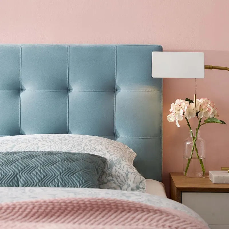 Full-Size Tufted Velvet Headboard with Height Adjustable Mounting