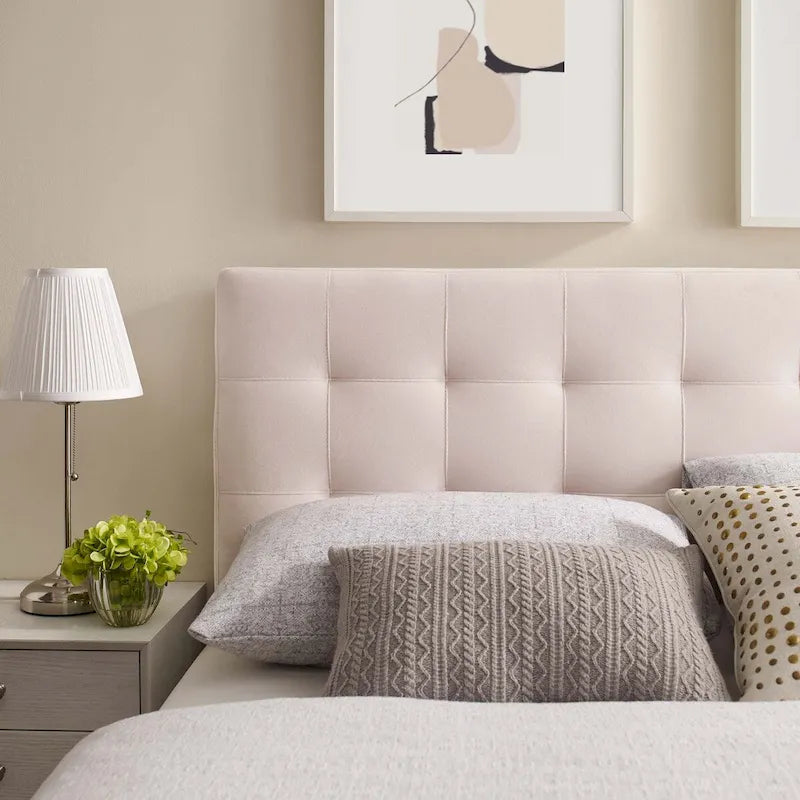 Full-Size Tufted Velvet Headboard with Height Adjustable Mounting