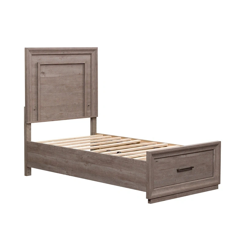 Full Size Storage Bed with LED Headboard and Brushed Nickel Hardware
