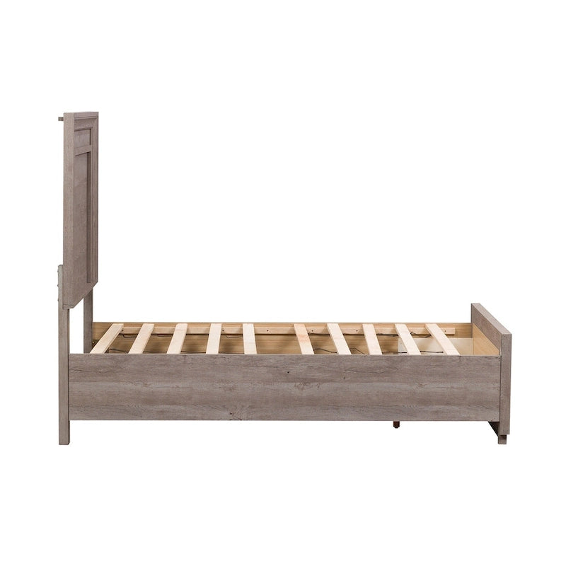 Full Size Storage Bed with LED Headboard and Brushed Nickel Hardware