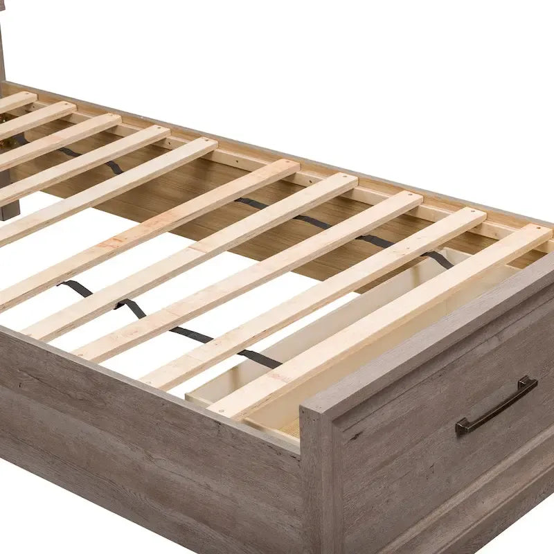 Full Size Storage Bed with LED Headboard and Brushed Nickel Hardware