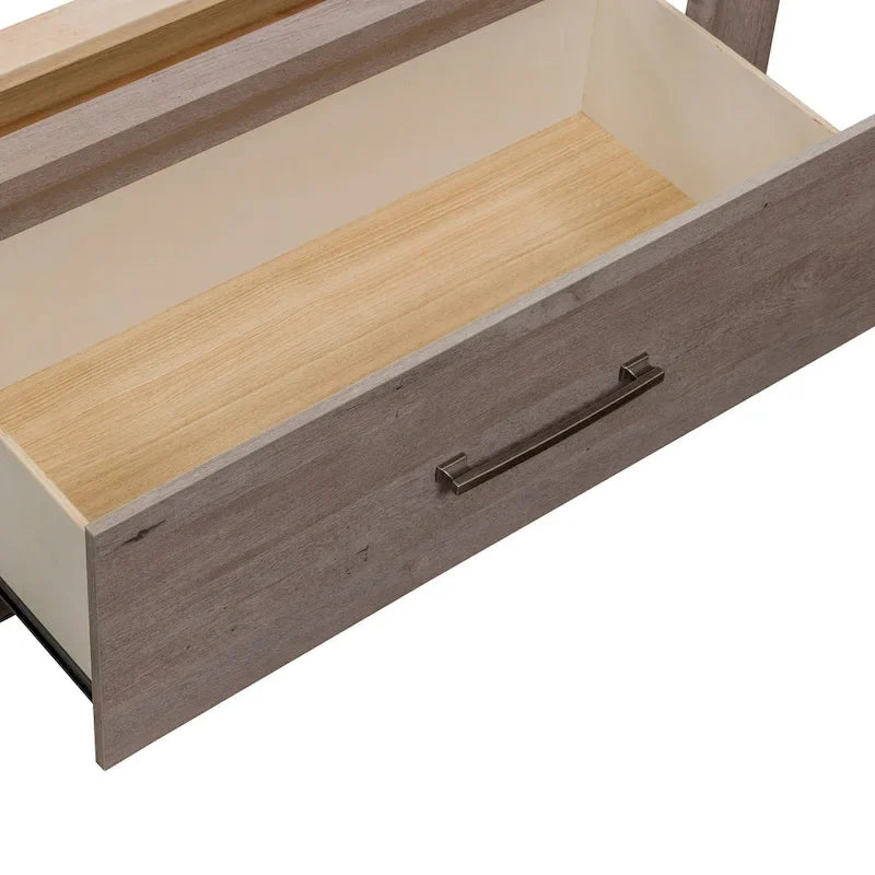 Full Size Storage Bed with LED Headboard and Brushed Nickel Hardware