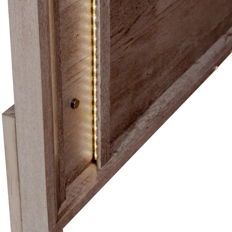 Full Size Storage Bed with LED Headboard and Brushed Nickel Hardware