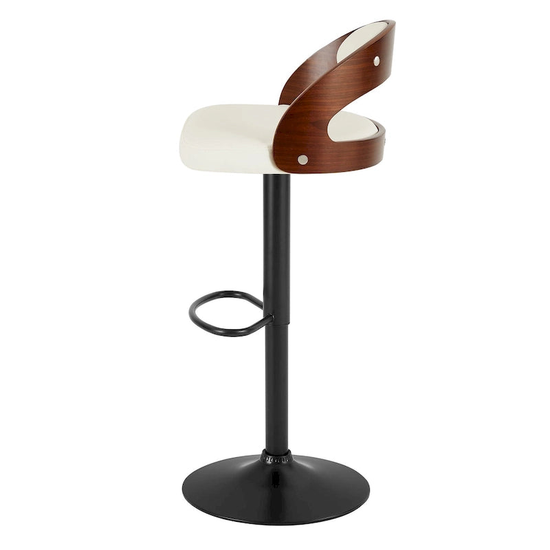 Modern Adjustable Swivel Bar Stools with Footrest and PU Leather Seat (Set of 2)