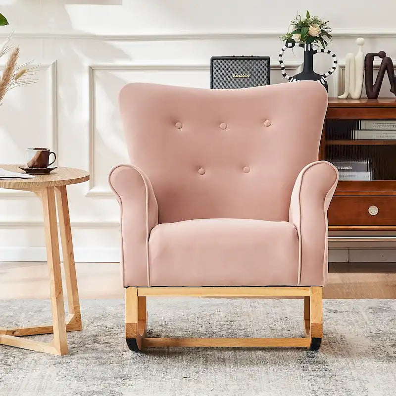 High Back Velvet Rocking Accent Chair