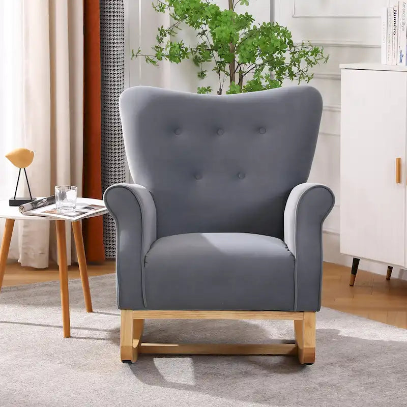 High Back Velvet Rocking Accent Chair