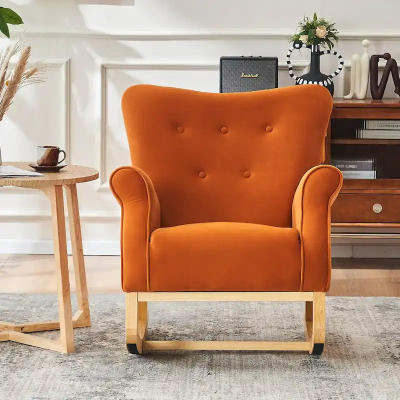 High Back Velvet Rocking Accent Chair