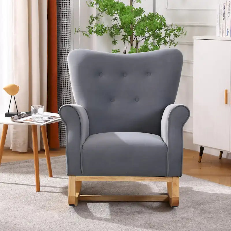 High Back Velvet Rocking Accent Chair