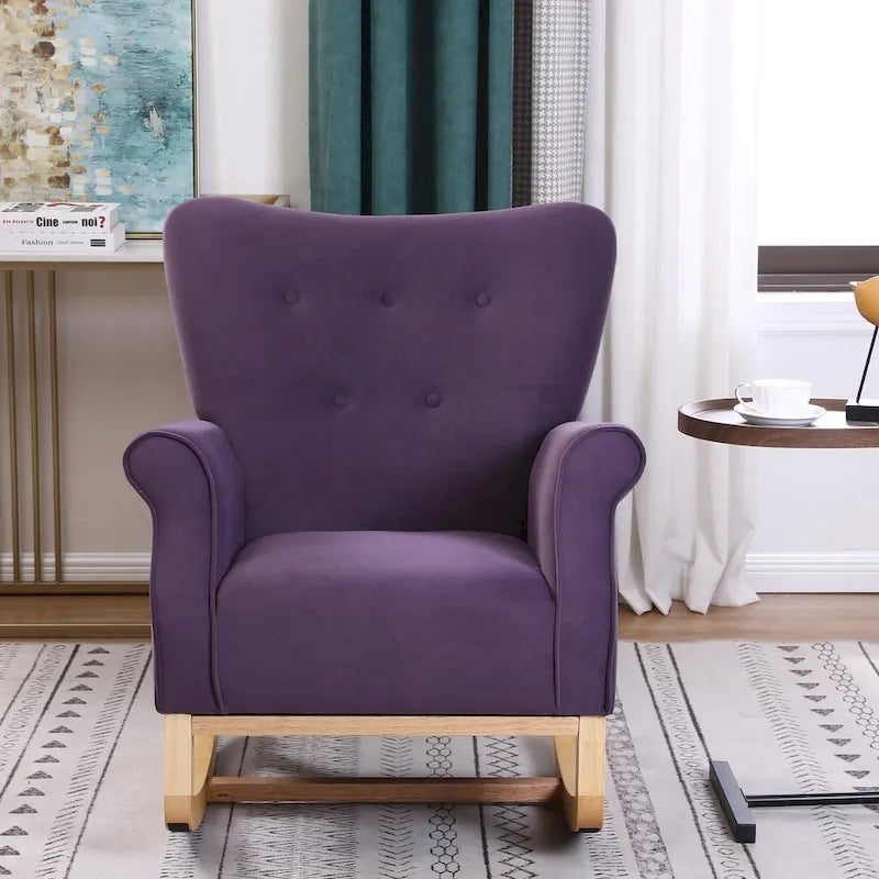 High Back Velvet Rocking Accent Chair