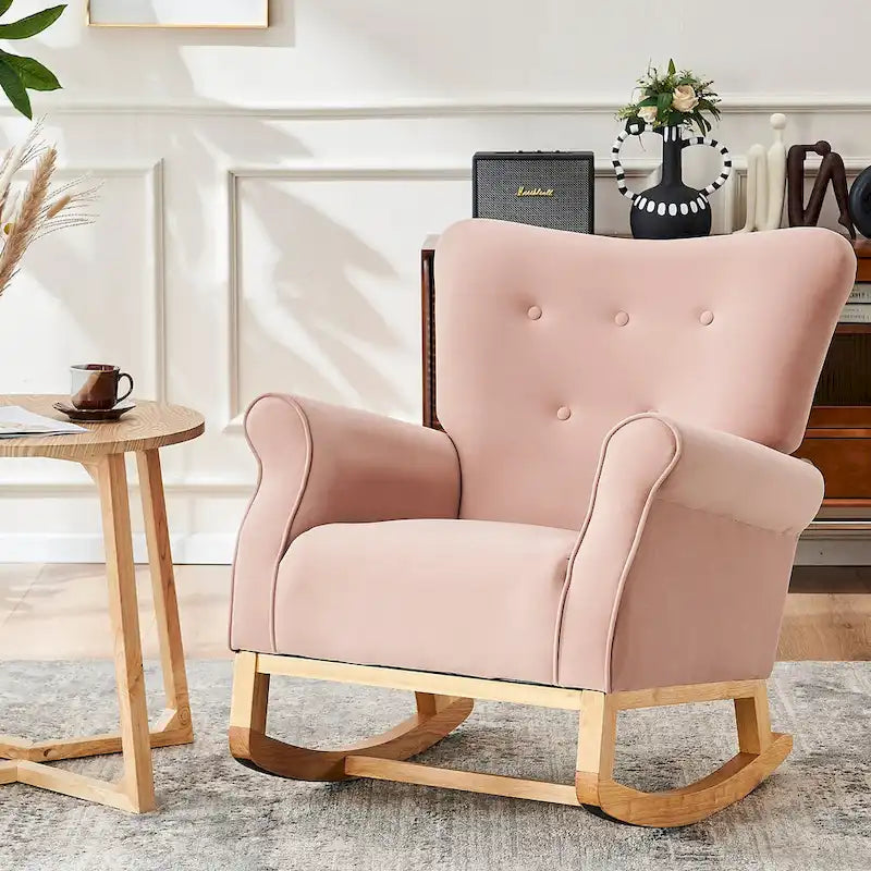 High Back Velvet Rocking Accent Chair