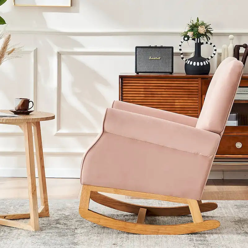 High Back Velvet Rocking Accent Chair