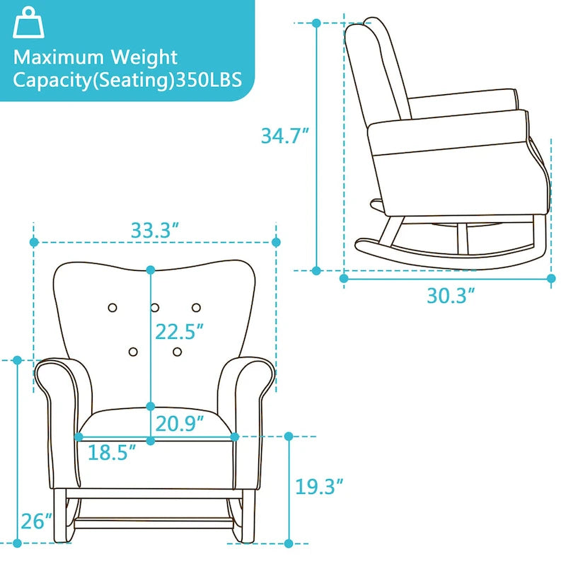 High Back Velvet Rocking Accent Chair