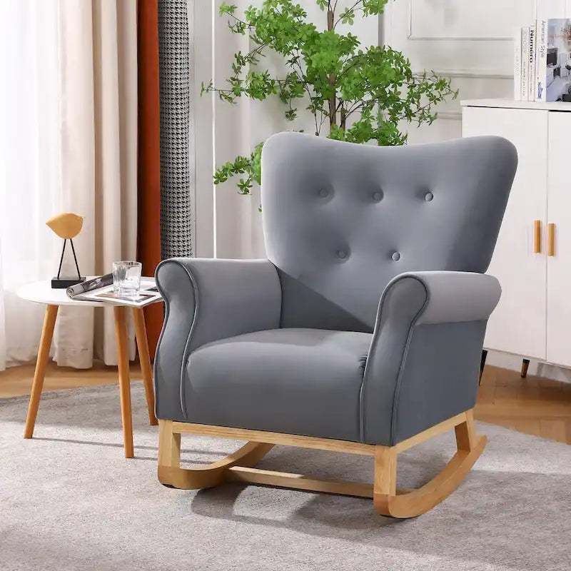 High Back Velvet Rocking Accent Chair