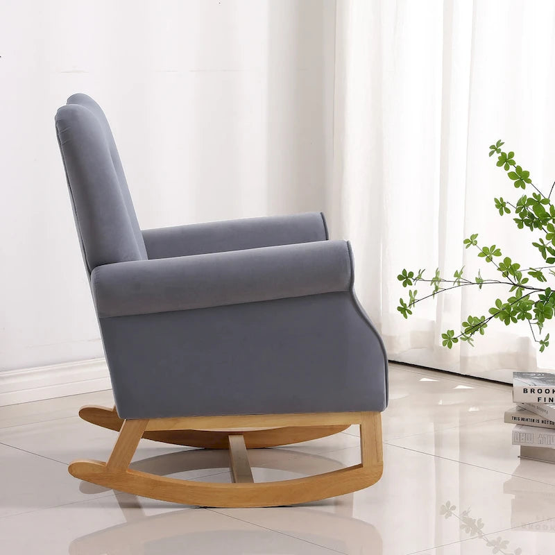 High Back Velvet Rocking Accent Chair