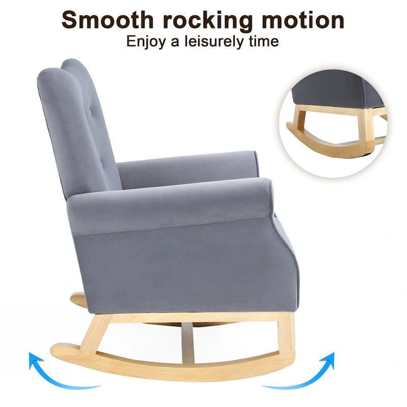 High Back Velvet Rocking Accent Chair