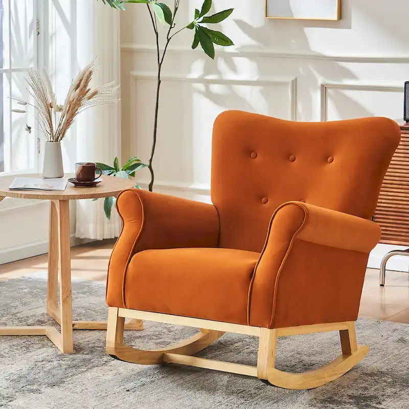 High Back Velvet Rocking Accent Chair