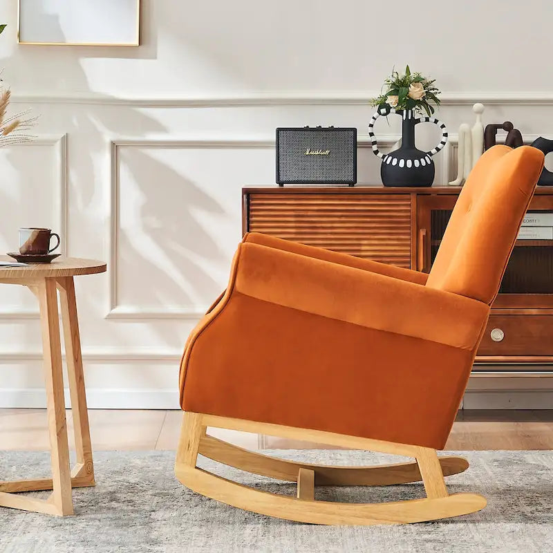 High Back Velvet Rocking Accent Chair