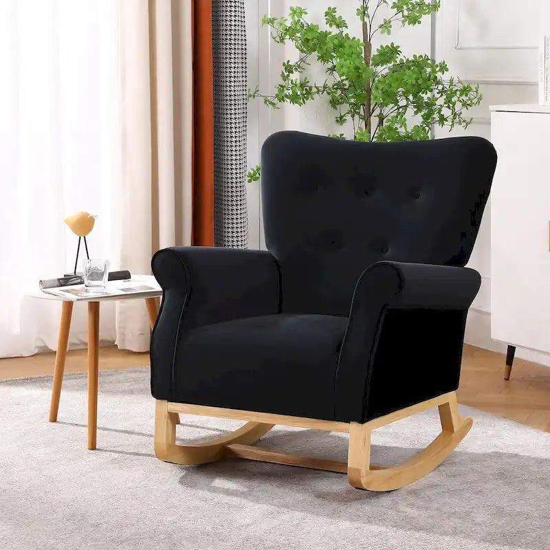 High Back Velvet Rocking Accent Chair