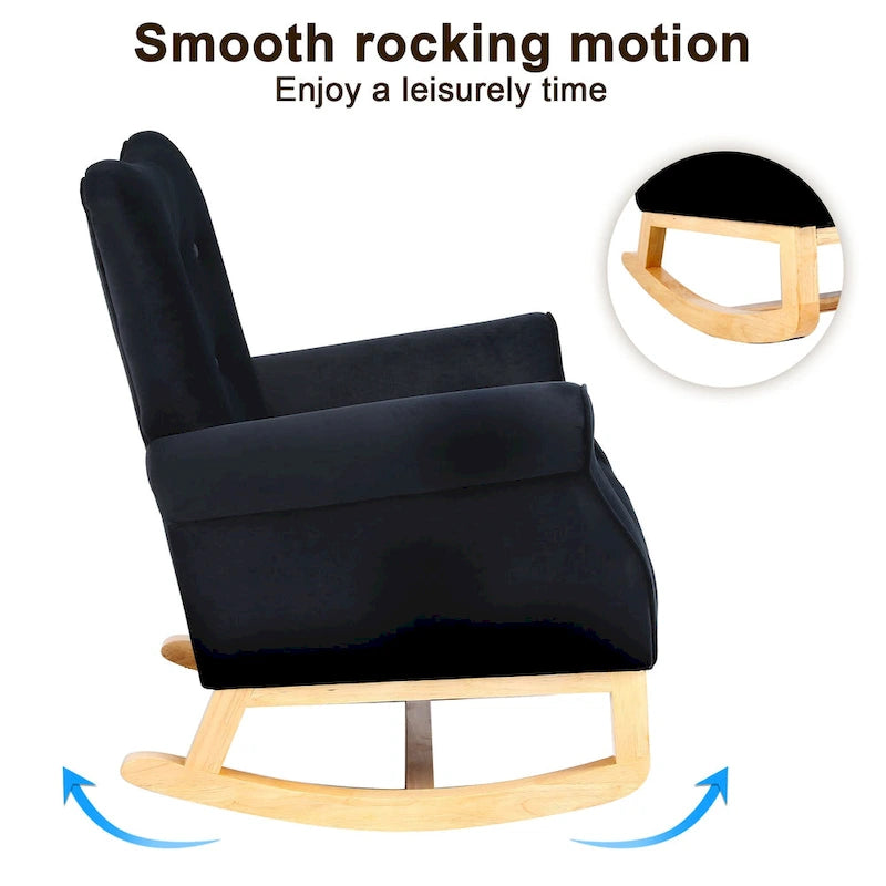 High Back Velvet Rocking Accent Chair