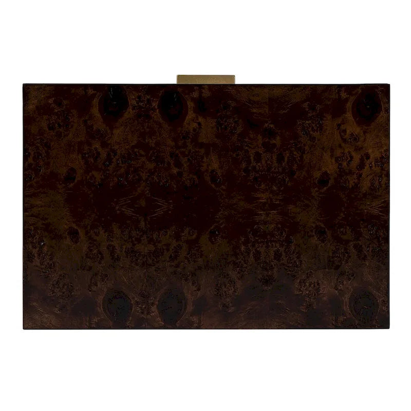 Bijzettafel met 2 laden van wortelhout en gouden accenten
