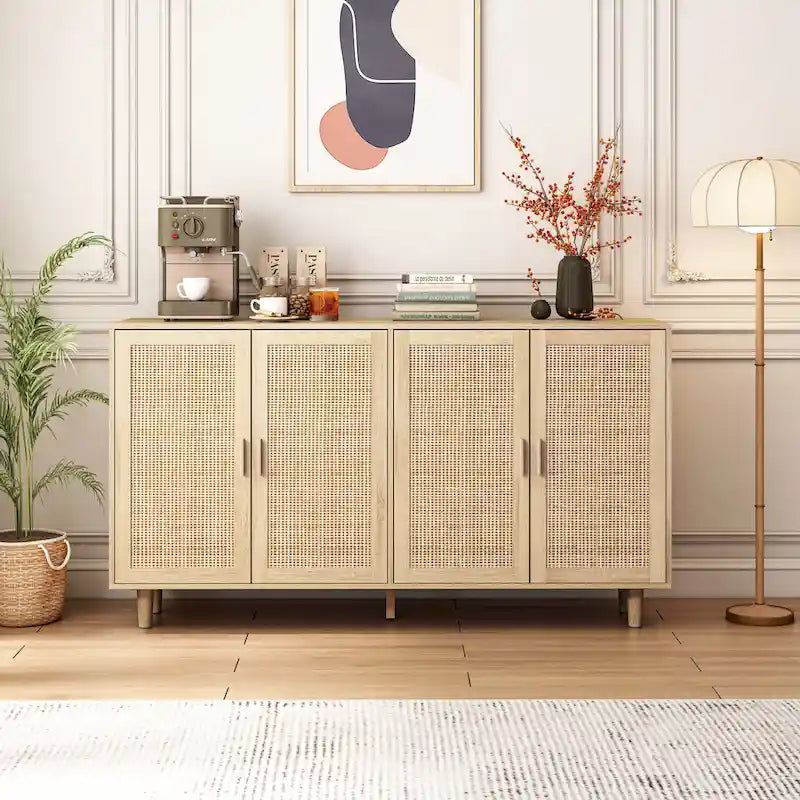62.20Elegant and Functional 4-Door Rattan Sideboard/Buffet