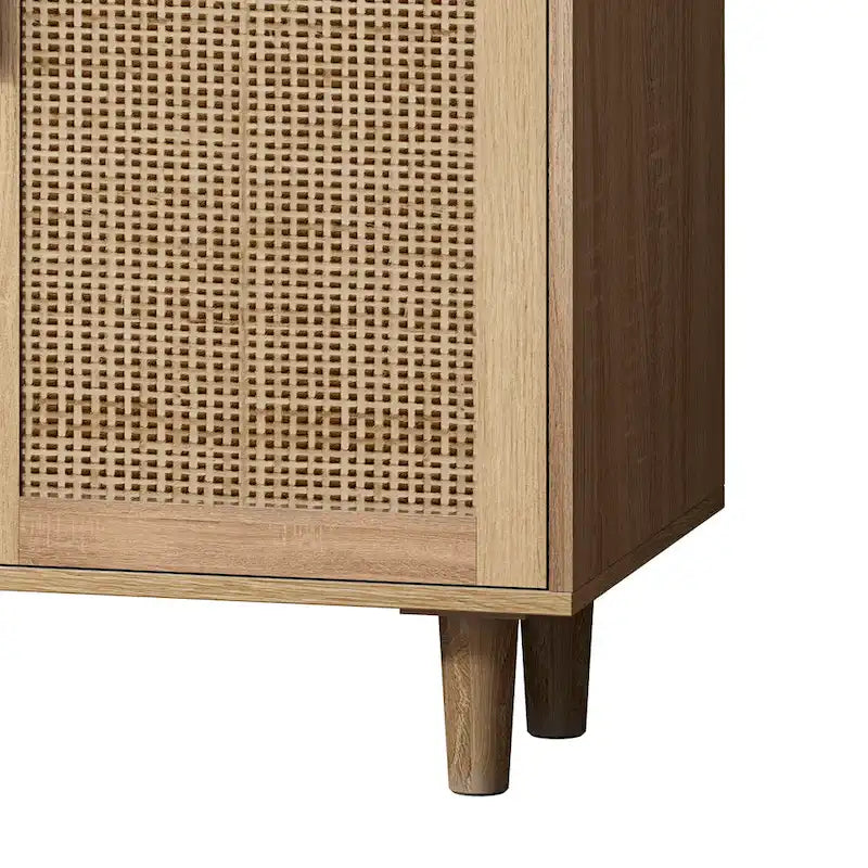 62-Zoll-Rattan-Sideboard mit 4 Türen und verstellbarem Einlegeboden