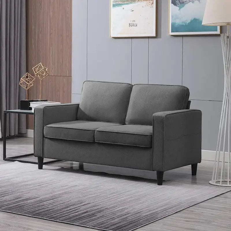 Modern Fabric Loveseat Sofa with Armrest Pockets